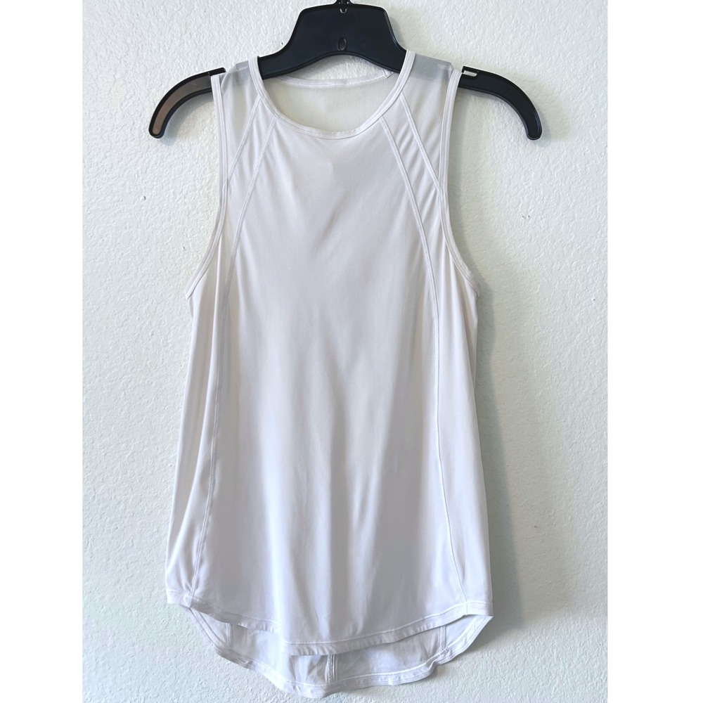 Lululemon Sculpt Tank Top White Mesh Back Cutout Activewear Running SZ S